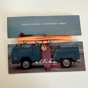 NEW Ettika Revolve Peach Three Way Wrap Bracelet Choker Necklace with Charm